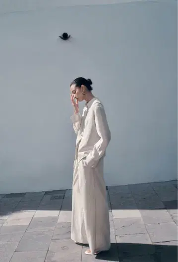H&M 린넨 블렌드 와이드 팬츠