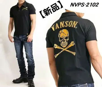 미사용 새상품 VANSON 피케 셔츠 반팔 블랙 NVPS-2102 M
