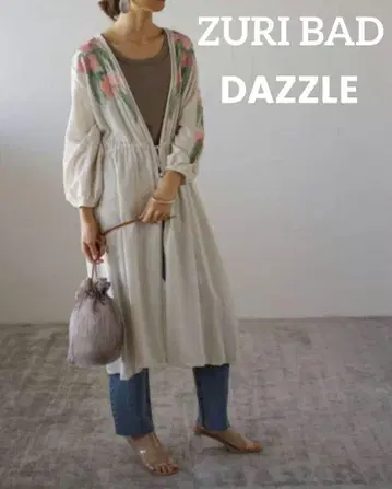 ZURI BAD DAZZLE 꽃무늬 자수 롱 가디건 원피스 린넨