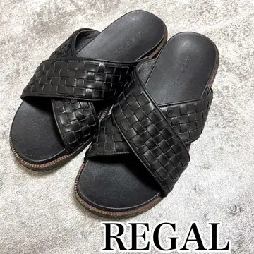 REGAL 뜨개질 샌들 가죽 샌들 블랙 리걸 남성용