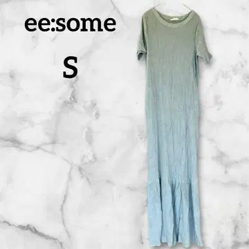 ee:some [S] 롱 원피스 반팔 원피스 블루 그레이