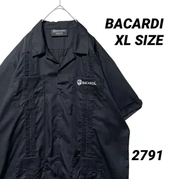 BACARDI 바카디 쿠바 셔츠 XL 블랙 4 포켓 자수 로고