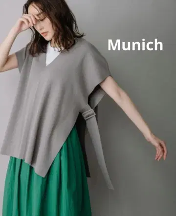 Munich 린넨 코튼 총 바늘 뜨개질 니트 판초 베스트