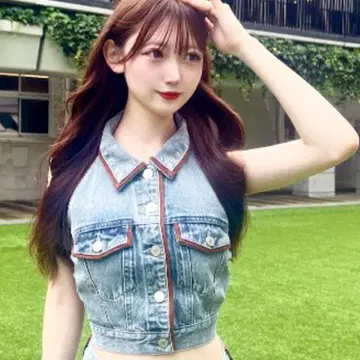 미개봉 새상품 스웨이드 파이핑 데님 상의 블루 다리치 FREE