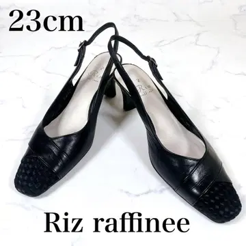 Riz raffinee 블랙 가죽 샌들 슬링백 스퀘어토