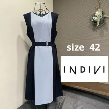INDIVI 인디비 바이컬러 슬리브리스 원피스 빅 사이즈