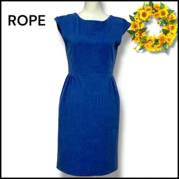 ROPE 원피스 슬리브리스 무릎 기장 페미닌 드레스 블루 깔끔한