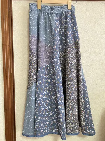 새상품 밀크 페도 패치워크풍 롱 스커트