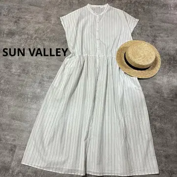 SUN VALLEY 선 밸리 밴드 카라 스트라이프 셔츠 원피스
