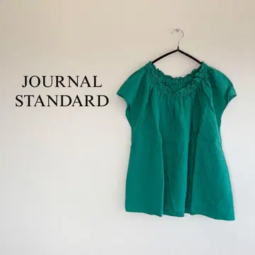 JOURNAL STANDARD 린넨 100% 개더 넥 티셔츠