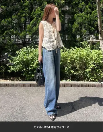 moussy 크로스 허리 와이드 스트레이트 데님 사이즈 0