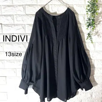 INDIVI 블라우스 13 사이즈 새상품급 빅 사이즈 인디비 밴드 카라