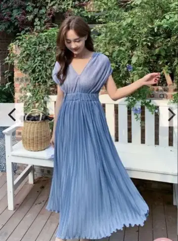 Marilyn Pleats Dress 반팔 파랑