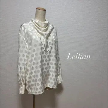 Leilian 고급스러운 드레이프 도트 블라우스 9호