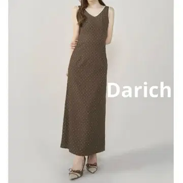 Darich 도트 개더 롱 원피스 브라운