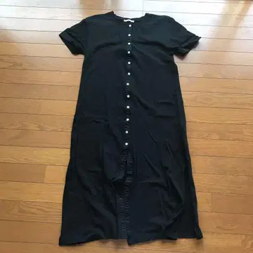 블랙 반팔 셔츠 원피스 버튼 포함