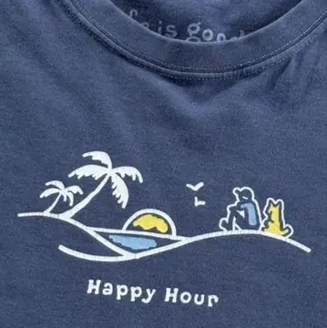 개 Life is Good 티셔츠 Happy Hour 미국 빈티지 의류