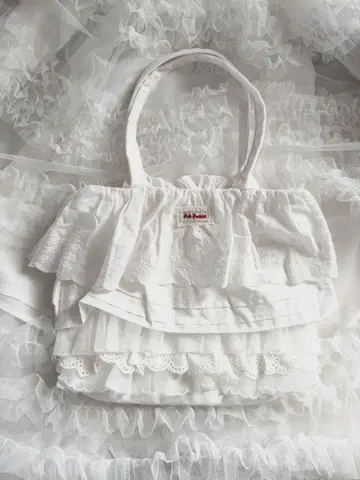 프릴 레이스 핸드백 화이트