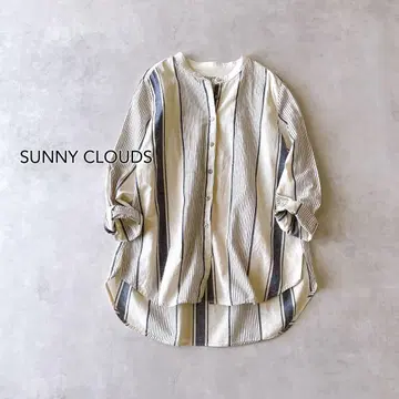 SUNNY CLOUDS 코튼 린넨 스트라이프 셔츠 긴 길이