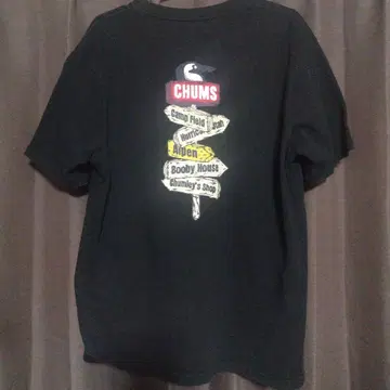 CHUMS 참스 백 프린트 티셔츠 블랙 L