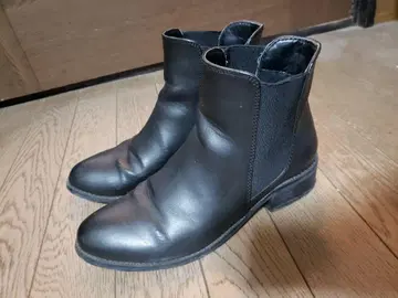 블랙 사이드 고어 부츠 미들 힐