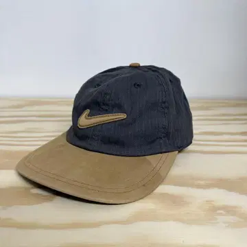 90s 00s 나이키 화이트 택 나이키 가죽 절개 스우시 캡