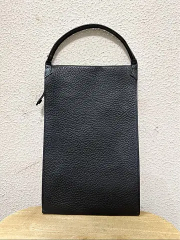 타니자와 블랙 가죽 클러치백 핸들 포함