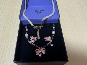 ANNA SUI] 펄&리본 2줄 목걸이 귀걸이