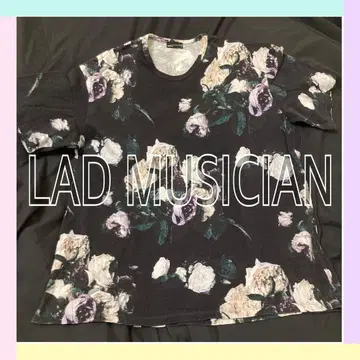 LAD MUSICIAN 플라워 프린트 티셔츠 42 반팔 블랙 S 사이즈