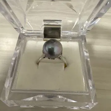 천연 펄 반지 약 10mm 실버