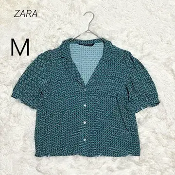 자라 ZARA 블라우스 셔츠 숏 기장 레트로 패턴 꽃무늬 드레이프감 M