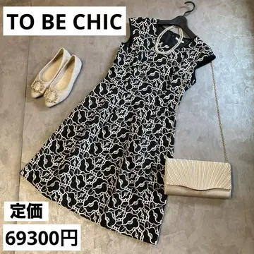 TO BE CHIC 원피스 드레스 40 자수 꽃무늬 블랙 A 라인 플레어