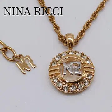 NINA RICCI 빈티지 골드 목걸이 로고 큐빅