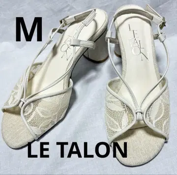 LE TALON 르 탈론 샌들 화이트 레이스 백 스트랩 M 사이즈
