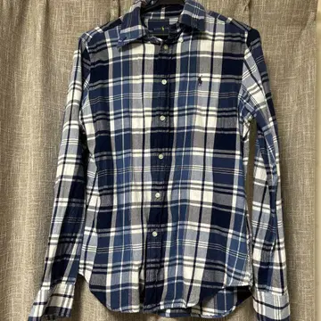 Ralph Lauren 긴팔 피케 셔츠 S 네이비와 화이트 체크