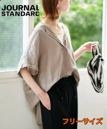JOURNAL STANDARD 레이온 린넨 노카라 블라우스 저널