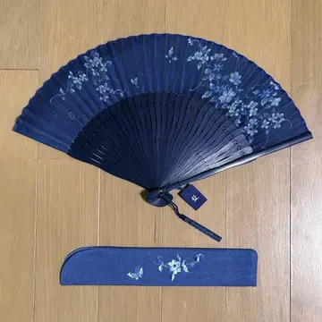 부채, 부채 주머니, 마이센도, 네이비 나염, 꽃, 나비