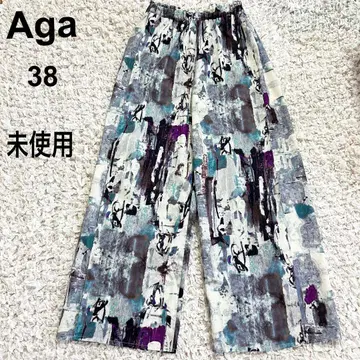 미사용 Aga 아가 페인트 와이드 팬츠 이지 팬츠 슬릿 올 패턴