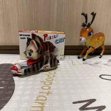 양철 태엽 Puzzle Cat 감아 올리는 장난감 오리지널 박스 포함