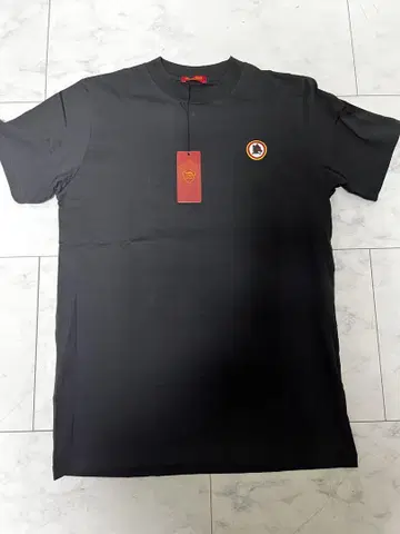 AS ROMA 블랙 티셔츠 로고 자수