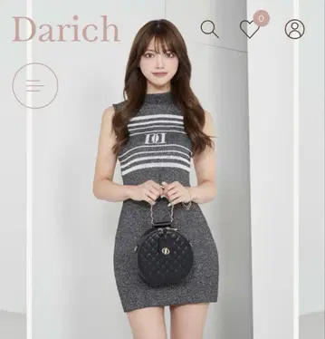 Darich 파일 로고 보더 니트 미니 원피스