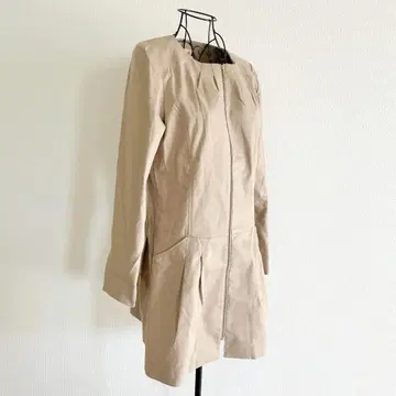유마코시노 노카라 코트 M 베이지 린넨 혼방 캐주얼 페미닌