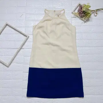 BANANA REPUBLIC 미니 원피스 아이보리 네이비 바이컬러