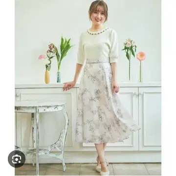 라인 플라워 타이다이 스커트