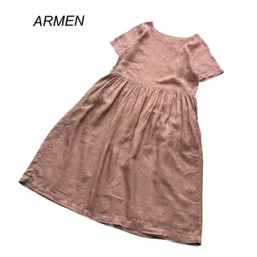ARMEN 아멘 린넨 100% 개더 롱 원피스 프랑스제