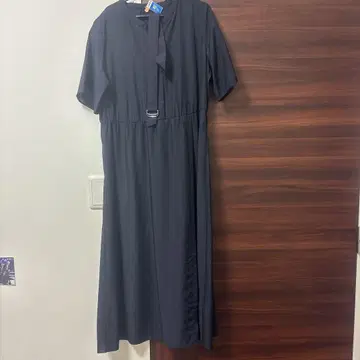 네이비 반팔 롱 원피스 벨트 포함