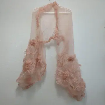 핑크 실크 100% 플라워 장식 숄