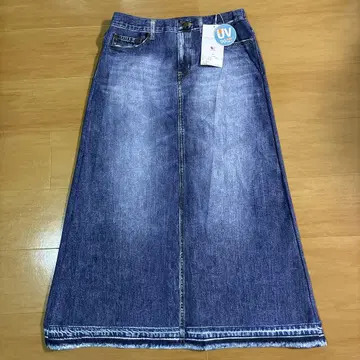 새상품 와코루 카르송 페이크 데님 롱 스커트 L 사이즈