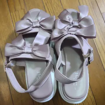 시마무라 maki 콜라보 리본 샌들 핑크 L 사이즈