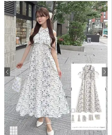 GRL 숄더 리본 프릴 플레어 셔츠 원피스 [tg861]
